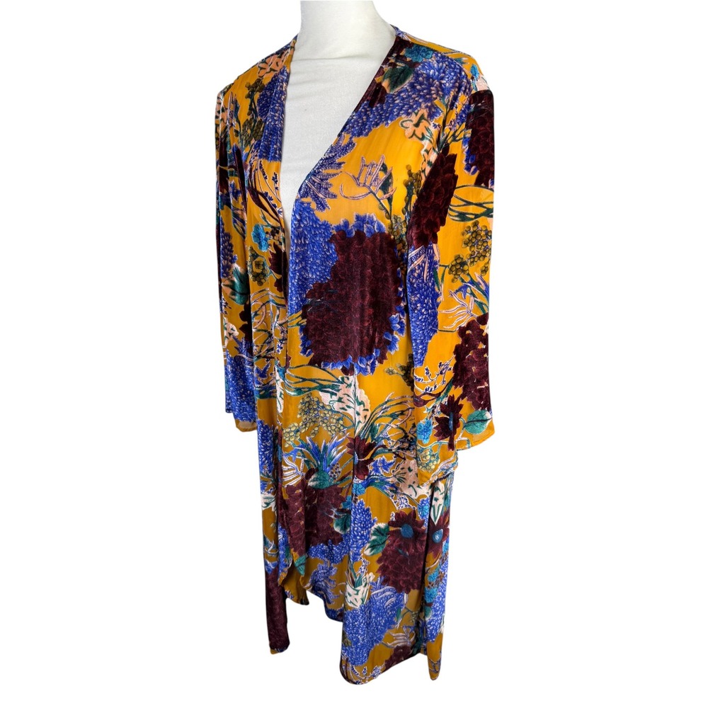 Anthropologie Aurelia Velvet Floral Kimono Duster by Floreat one Size Autumn